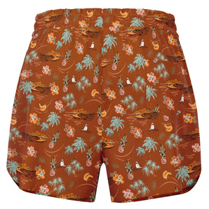 Star Fish Mountain Palm Tree Design Athletic Loose Shorts - AOP