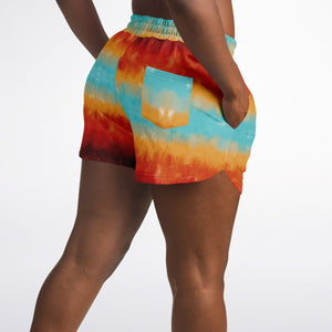 Red & Blue Lines Athletic Loose Shorts - AOP