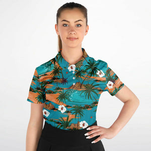 Turquoise  Island Polo Shirt - AOP