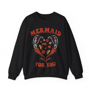Unisex Mermaid For You Crewneck Sweatshirt - Red Print