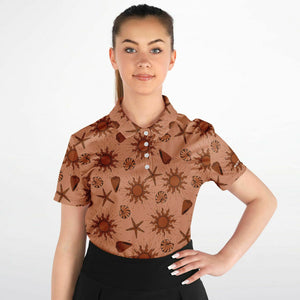 Brown Sun Polo Shirt - AOP