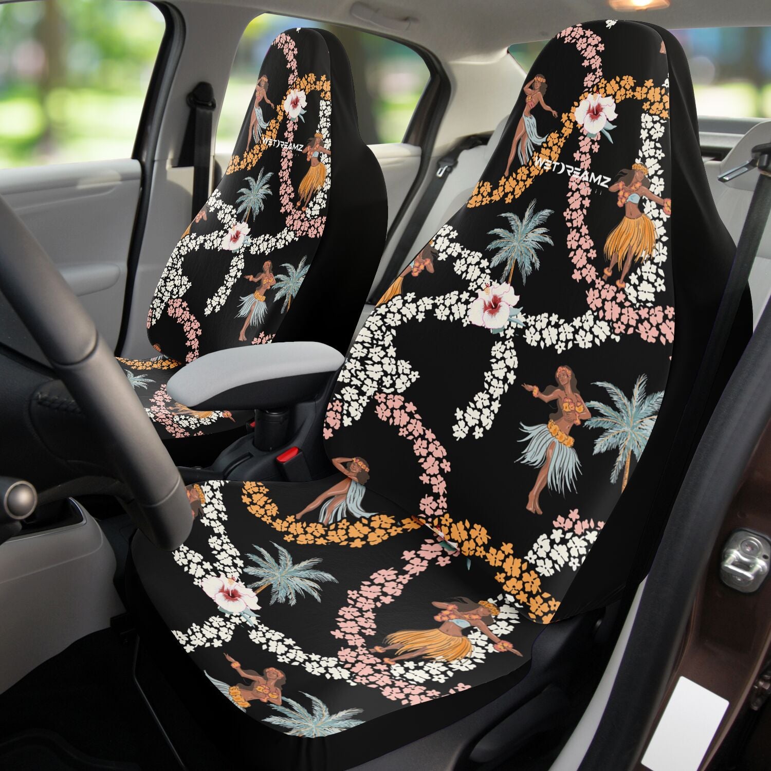 Hula Dancer Car Seat Cover - Black