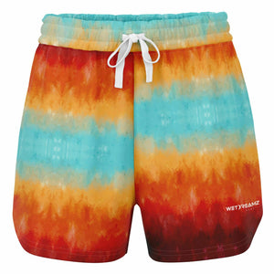 Red & Blue Lines Athletic Loose Shorts - AOP