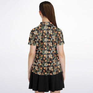 Tropical Flowers Pattern Polo Shirt - AOP