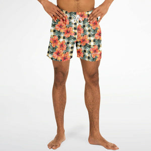 Men's Swim Trunks - Hibiscus Plaid