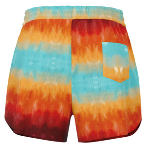 Red & Blue Lines Athletic Loose Shorts - AOP