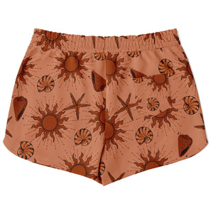 Brown Sun Athletic Loose Shorts - AOP