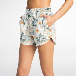 Yellow Flowers Palm Tree  Athletic Loose Shorts - AOP