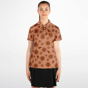 Brown Sun Polo Shirt - AOP