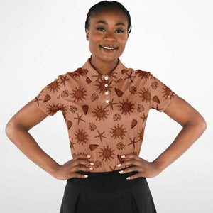 Brown Sun Polo Shirt - AOP