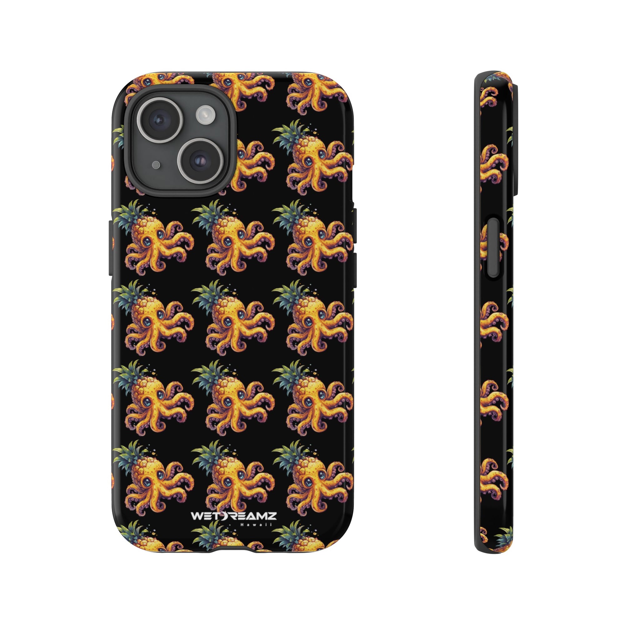 Phone Case - Pineapple Octopus Pattern - Black Ground