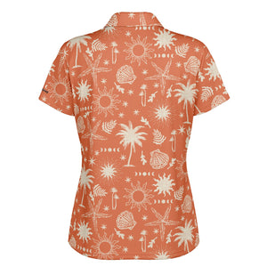 White & Orange Design Polo Shirt - AOP