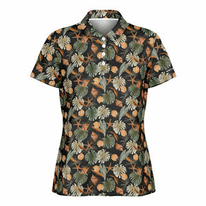 Tropical Flowers Pattern Polo Shirt - AOP