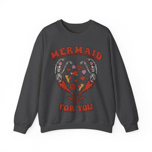 Unisex Mermaid For You Crewneck Sweatshirt - Red Print