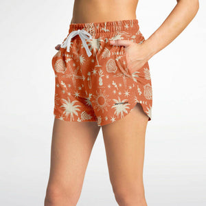 White & Orange  Design Athletic Loose Shorts - AOP