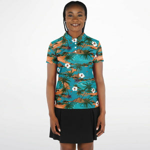Turquoise  Island Polo Shirt - AOP