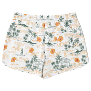 Yellow Flowers Palm Tree  Athletic Loose Shorts - AOP