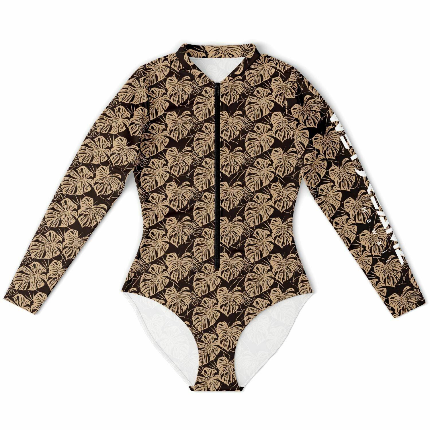 Bodysuit Long Sleeve - Brown Monstera