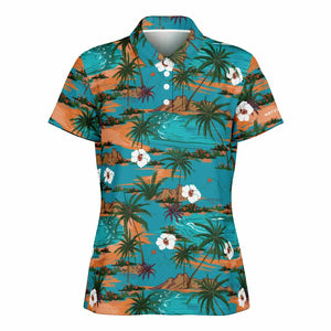 Turquoise  Island Polo Shirt - AOP