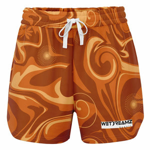 Brown Athletic Loose Shorts - AOP