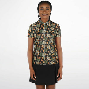 Tropical Flowers Pattern Polo Shirt - AOP