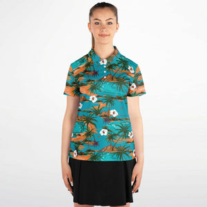 Turquoise  Island Polo Shirt - AOP
