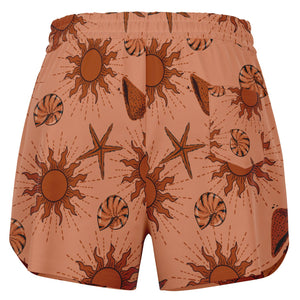 Brown Sun Athletic Loose Shorts - AOP