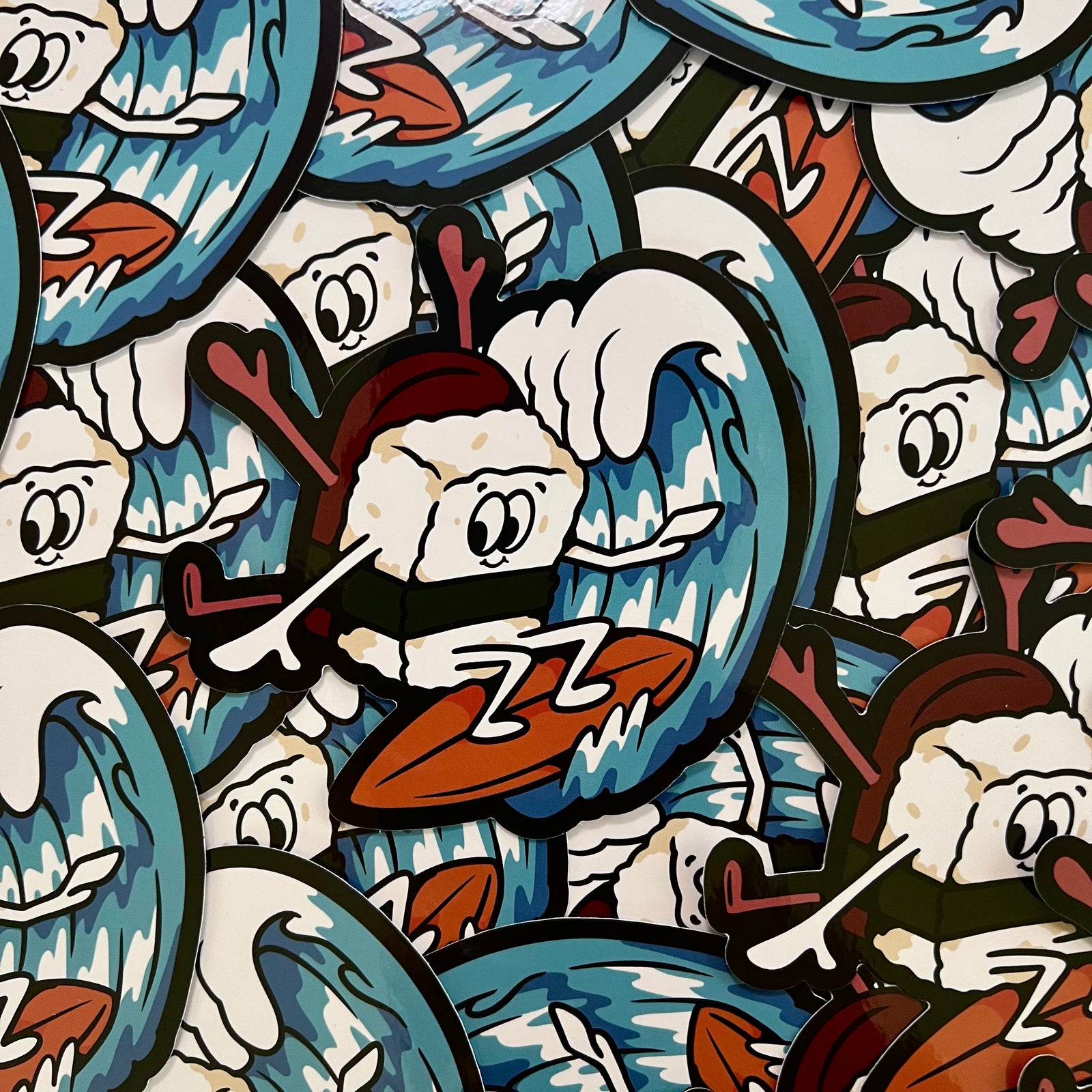 Surfing Musubi Sticker