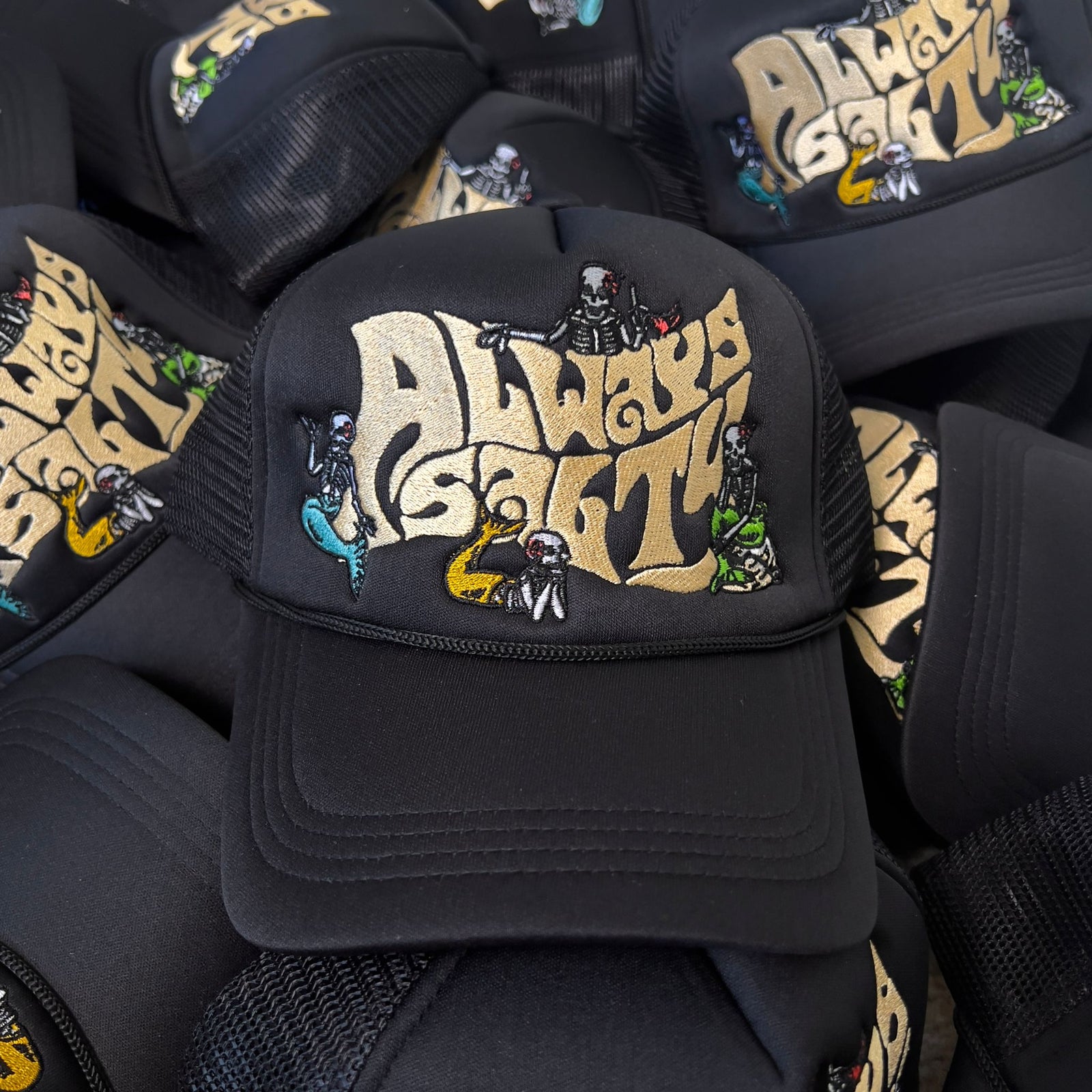 Salty Mermaids Trucker Hat - Black