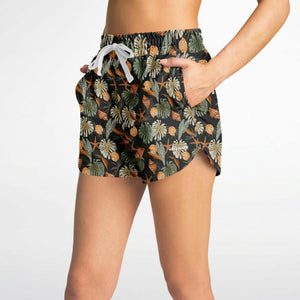 Tropical Flowers Pattern Athletic Loose Shorts - AOP