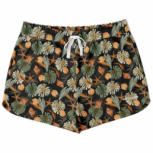 Tropical Flowers Pattern Athletic Loose Shorts - AOP