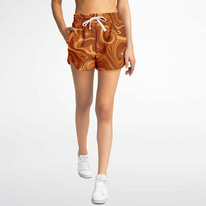 Brown Athletic Loose Shorts - AOP