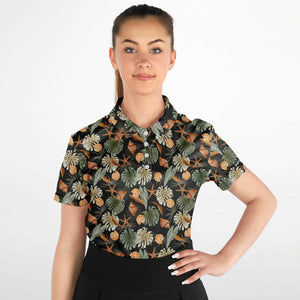 Tropical Flowers Pattern Polo Shirt - AOP