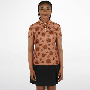 Brown Sun Polo Shirt - AOP