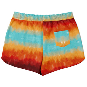 Red & Blue Lines Athletic Loose Shorts - AOP