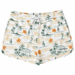 Yellow Flowers Palm Tree  Athletic Loose Shorts - AOP