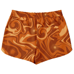 Brown Athletic Loose Shorts - AOP