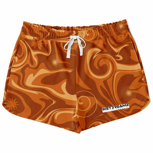 Brown Athletic Loose Shorts - AOP