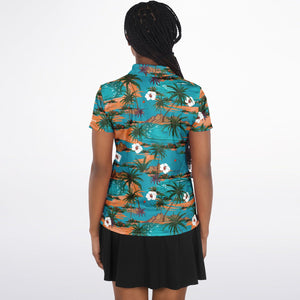 Turquoise  Island Polo Shirt - AOP