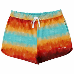 Red & Blue Lines Athletic Loose Shorts - AOP