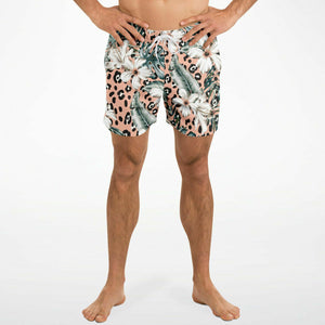 Swim Trunks - Pink Hibiscus Panther