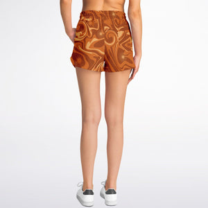 Brown Athletic Loose Shorts - AOP