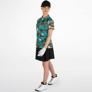 Turquoise  Island Polo Shirt - AOP