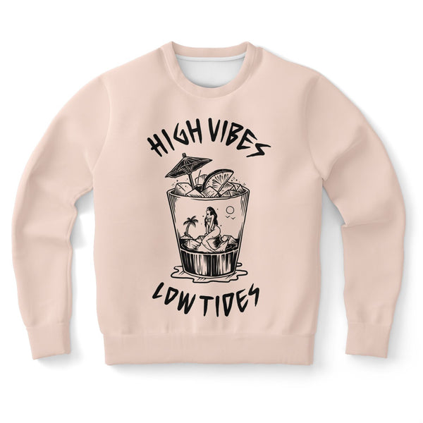 Unisex High Vibes, Low Tides Sweatshirt - Pink Champagne