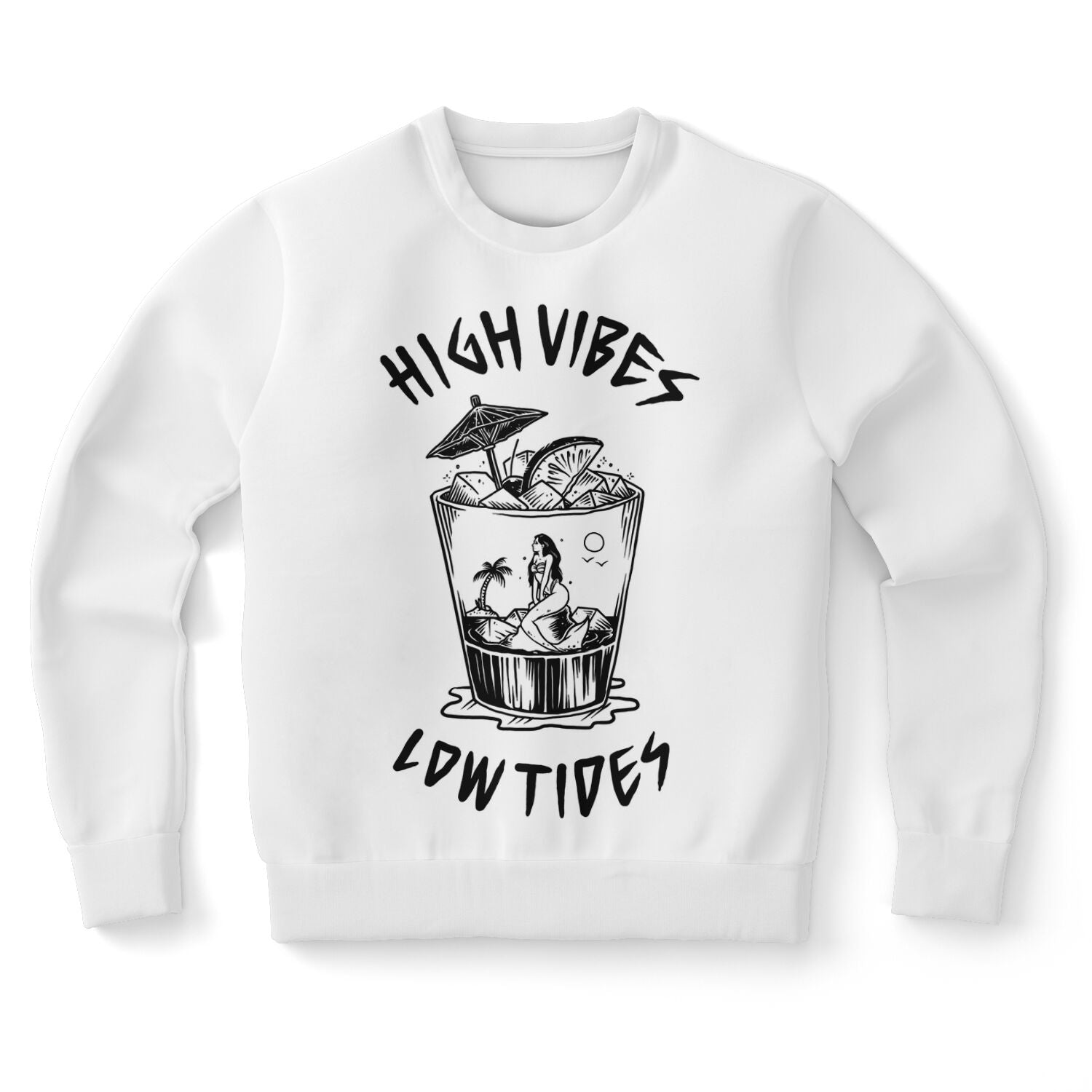 Unisex High Vibes, Low Tides Sweatshirt - White