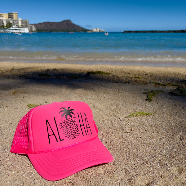 Aloha Wavy Pineapple - Neon Pink
