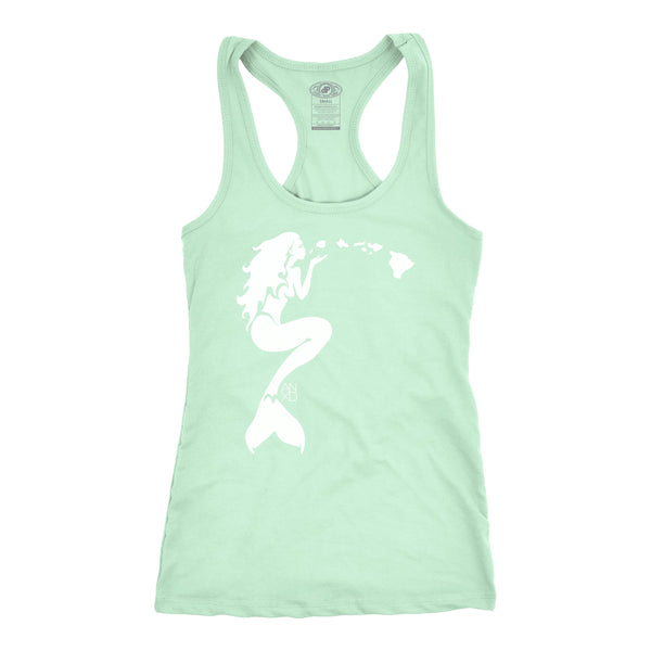 Mermaid Kiss Racerback Tank - Mint/White