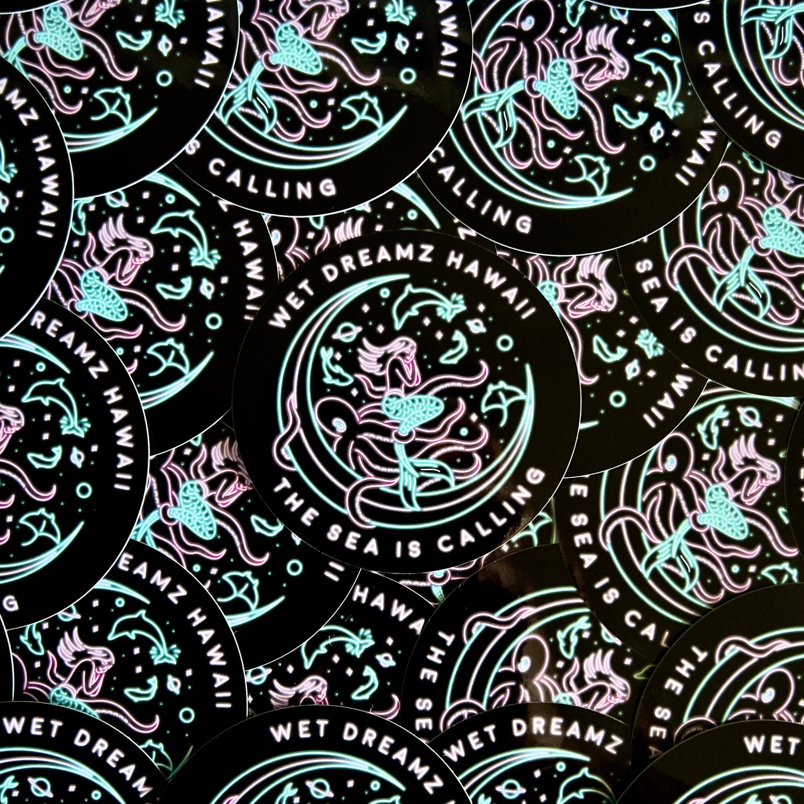 "Neon Dreamz Mermaid" Sticker - Black