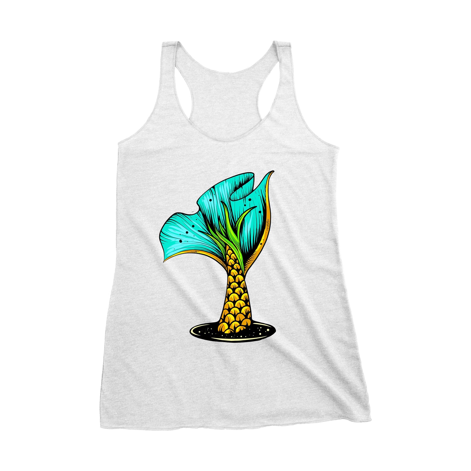 Womens "Pineapple Scale Mermaid Tail" Racerback Tank