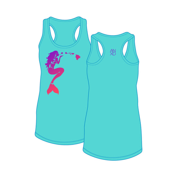 Mermaid Racerback Tank - Aquamarine/Sunset Gradient